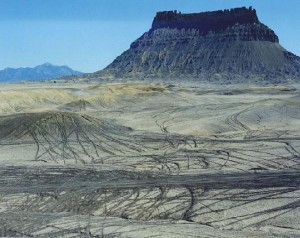 [Factory Butte tracks; photo by Ray Bloxham/SUWA]