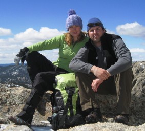 [J.D. Tanner and Emily Ressler on a summit.]